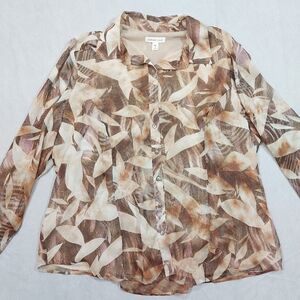 COLDWATER Creek Cotton Sheer Patterned Blouse, 2X (20W- 22W)